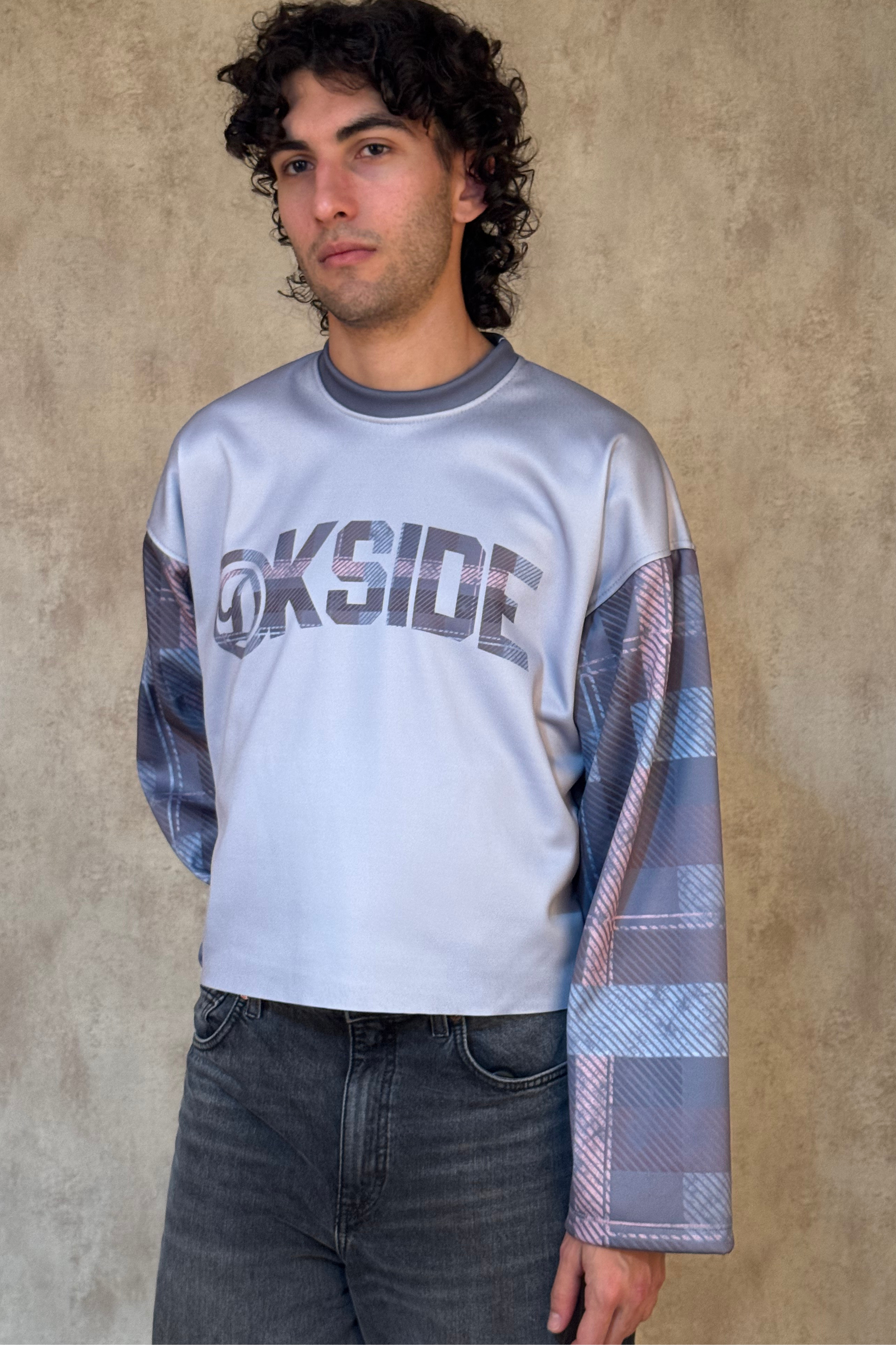 ARM CHECKED CREW NECK