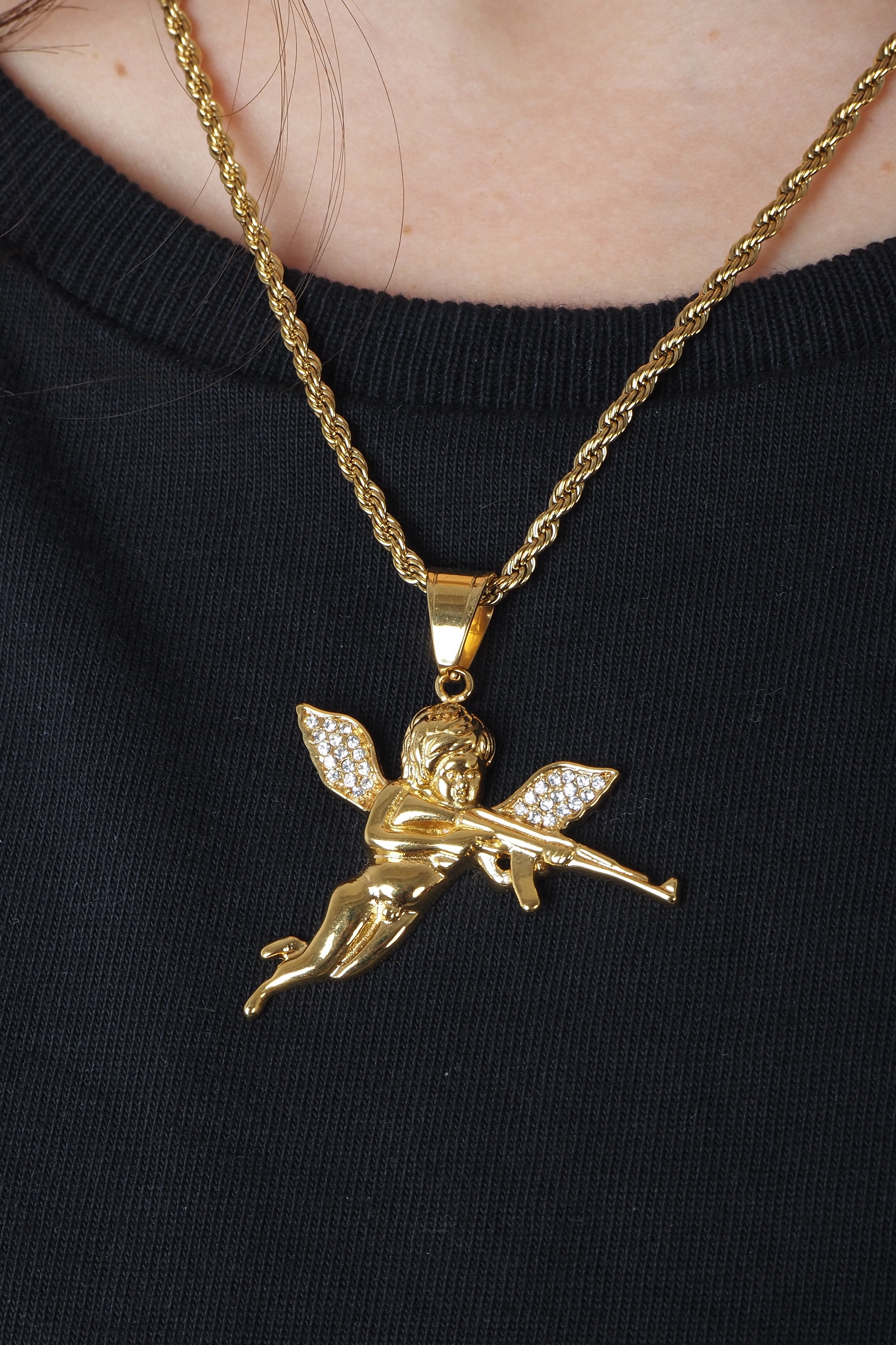 GOLD CUPID NECKLACE