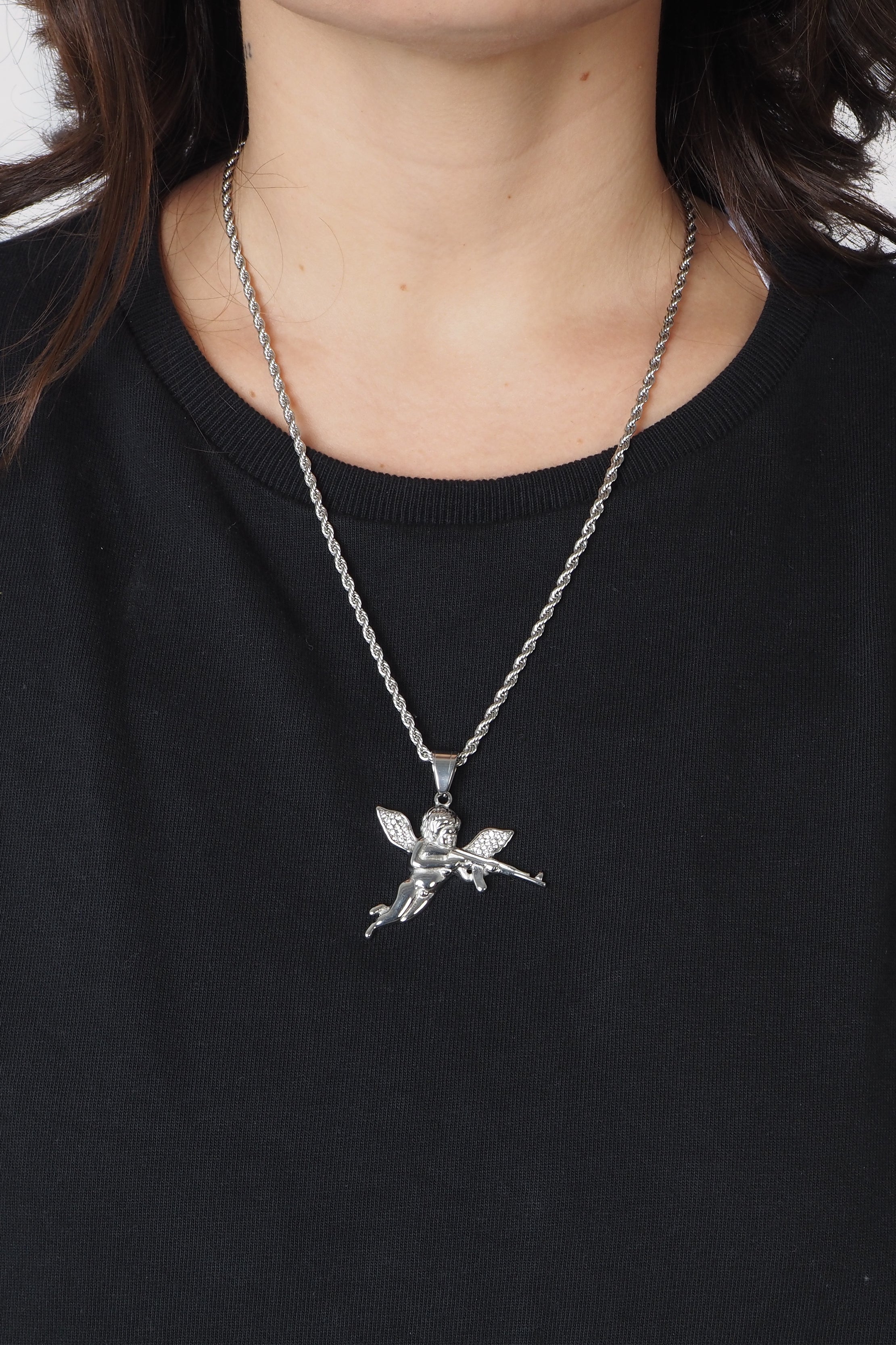 SILVER CUPID NECKLACE